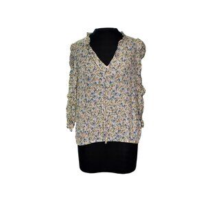 Rose + Olive Womens Floral Print Blouse Size L 100% Rayon